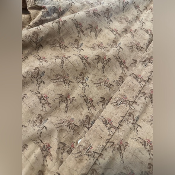 Ralph Lauren Horse Riding Equestrian All Over Print Vintage Button Down Shirt L - Picture 2 of 4